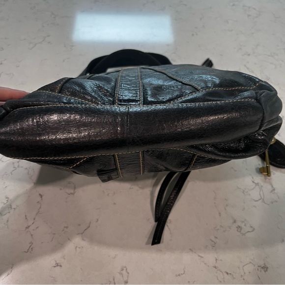 FOSSIL Y2K Genuine Leather Black Metallic Shoulder Bag - Picture 8 of 15